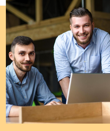 two men smiling doing professional transcription service