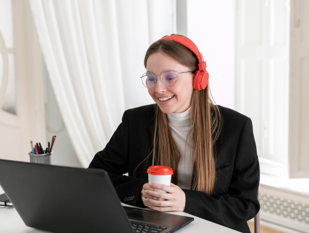 a woman doing a professional transcription service